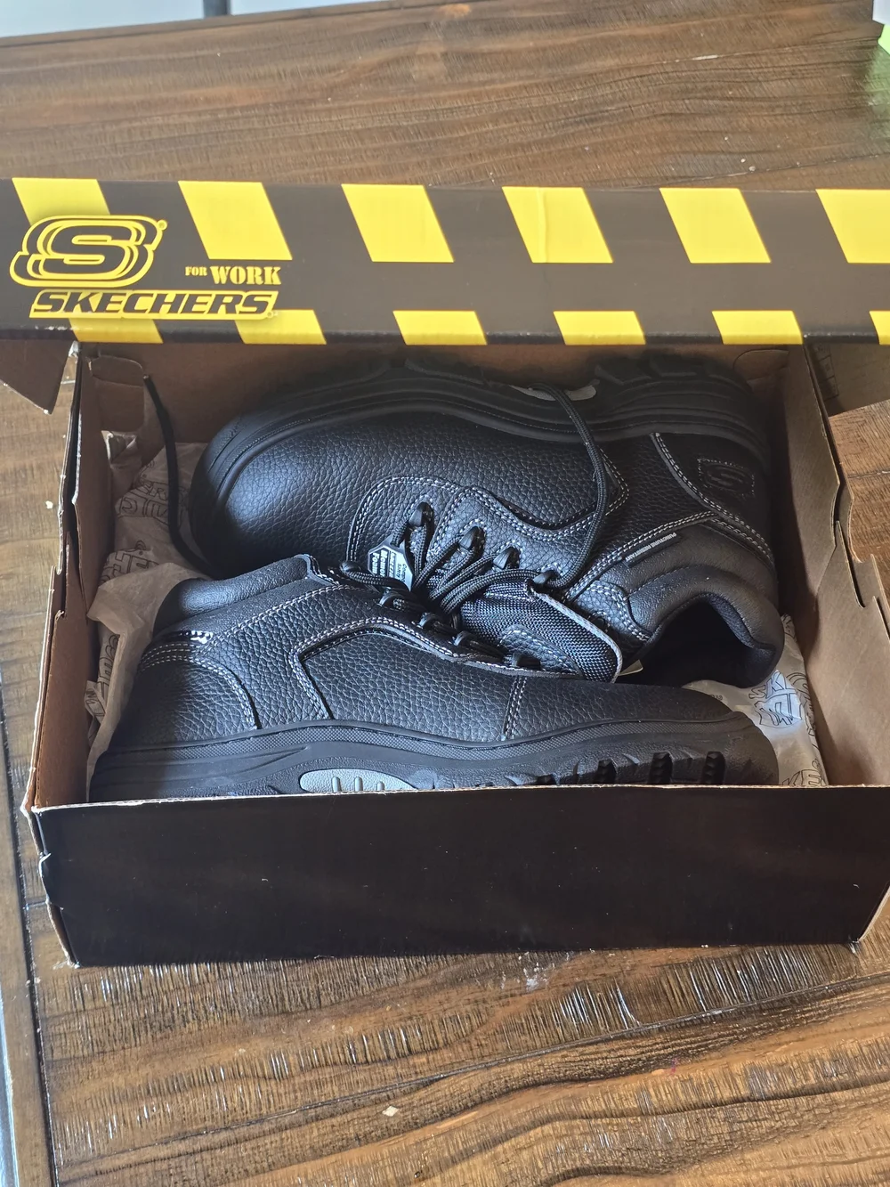 Skechers Black Work Ankle Boots with Cushioned Collar